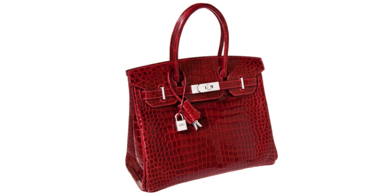 9. Hermes Exceptional Collection Shiny Rouge H Porosus Crocodile